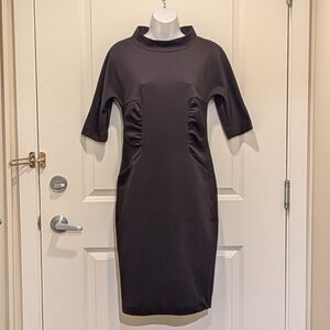 EUC Max Mara 42 Black Knit Ruched Waist Y2K Does 60s Mini Dress